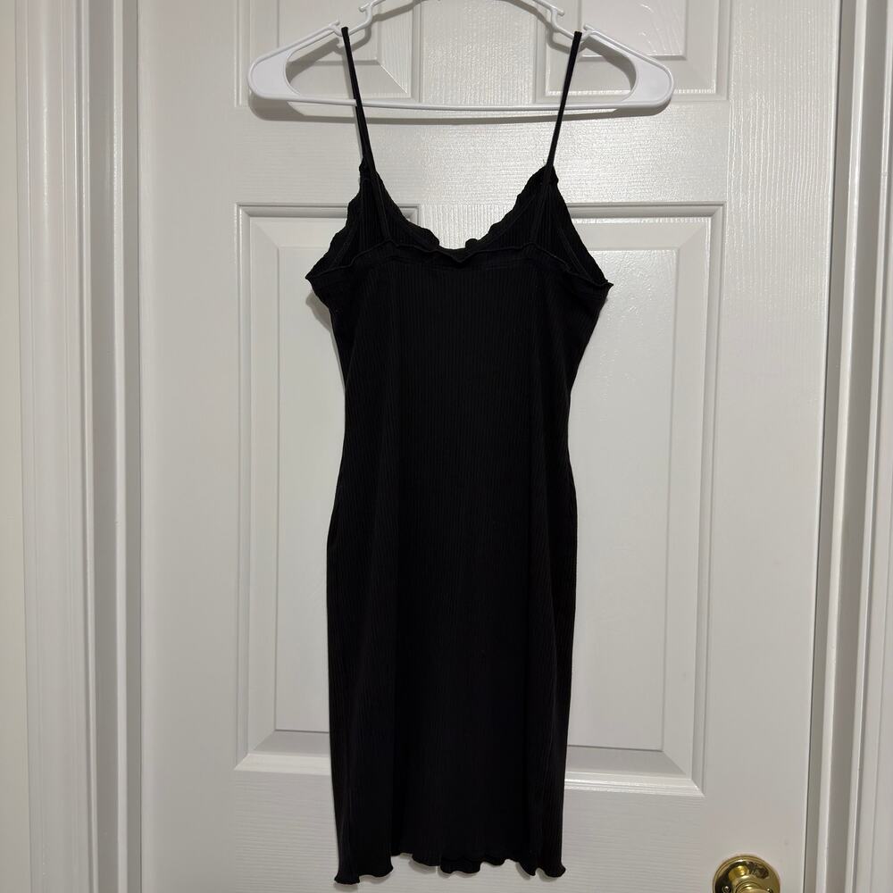 Black Ribbed Spaghetti Strap Dress - Picture 2 of 3